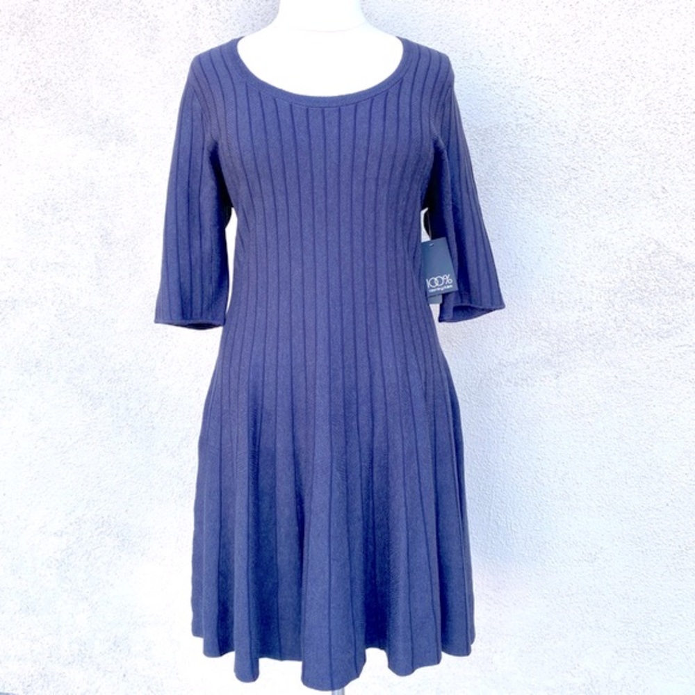 NIC+ZOE sweater dress fit and flare knit tapestry gray stretch women’s plus size